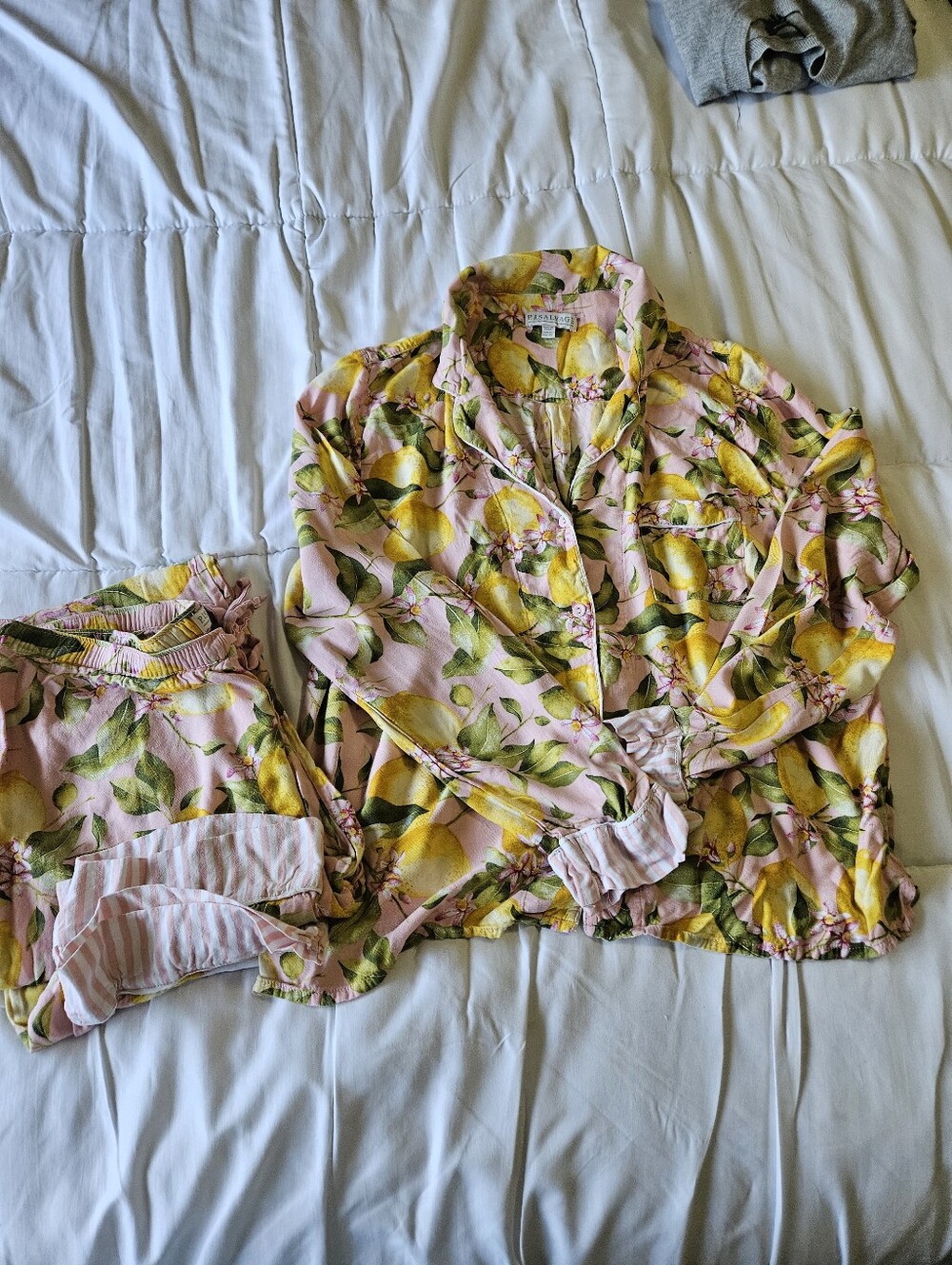 PJ Salvage In Full Bloom Lemon Sateen Pajama Set - Size XL